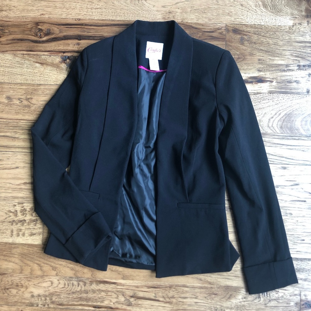 Black Fitted Open Front Short Blazer XS